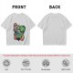 Olive T-shirt with Mario and Yoshi artistic graphic print