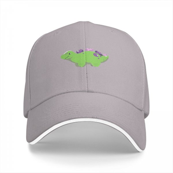 Black Baseball Cap With Cute Green Dinosaur Graphic
