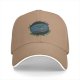 Black baseball cap with flat earth 'around the world' graphic print