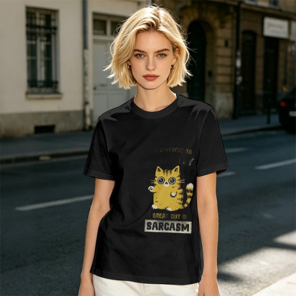 Olive Graphic T-Shirt With Sarcasm Cat Print