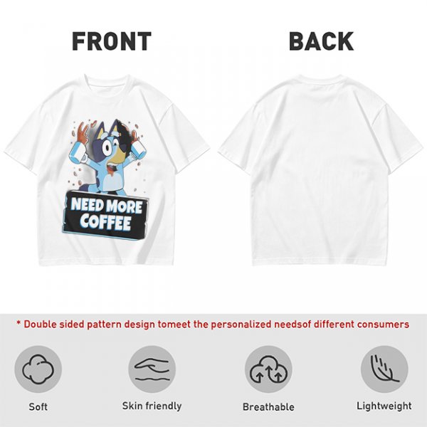 Bluey Character 'Need More Coffee' Graphic T-Shirt