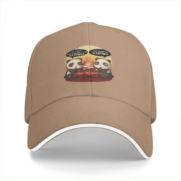 Black baseball cap with panda eating hot pot funny graphic design