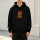 Black Hoodie With Fiery Moon Silhouette Graphic Print