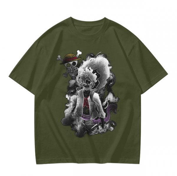 One Piece Luffy Gear 5 Graphic Olive T-Shirt