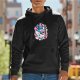 Black Hoodie With Vibrant Abstract Cartoon Graphic Print
