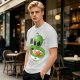 Olive Green T-Shirt With Cute Alien Eating Ramen Graphic