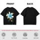 Olive Green T-Shirt with Watercolor Blue Lily Flower Print