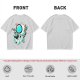 Olive T-Shirt with Astronaut Cat and Fish Graphic Print