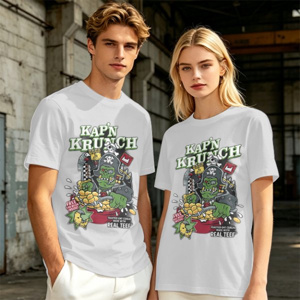 Kap'n Krunch Zombie Pirate Graphic Olive T-Shirt