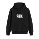 Black Hoodie With Cute Surprised White Cat Graphic