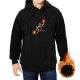 Black Hoodie With Dynamic Fire Wielding Warrior Graphic