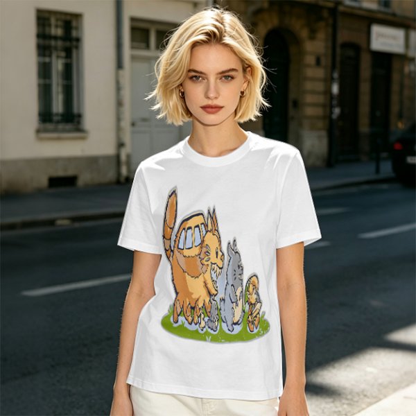 Olive T-Shirt With Whimsical Forest Creature Artwork Print