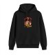 Black hoodie with rubber chicken and flames graphic design