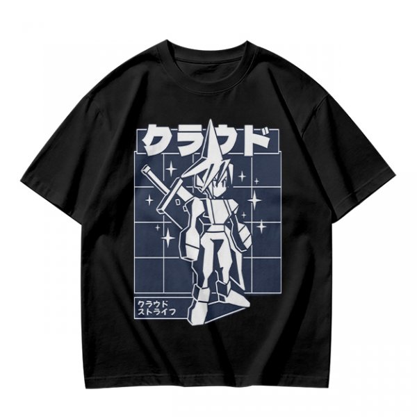 Olive t-shirt with stylized anime warrior graphic and Japanese text