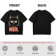 Olive T-Shirt With Grumpy Black Cat Meh Graphic Print