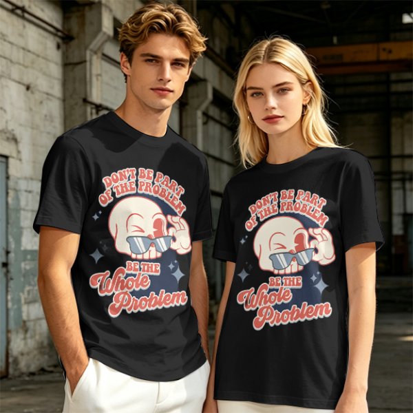 Olive Graphic T-Shirt With Sarcastic Skull Problem Quote