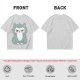 Olive T-shirt with Grumpy Fluffy Gray Cat Graphic Print