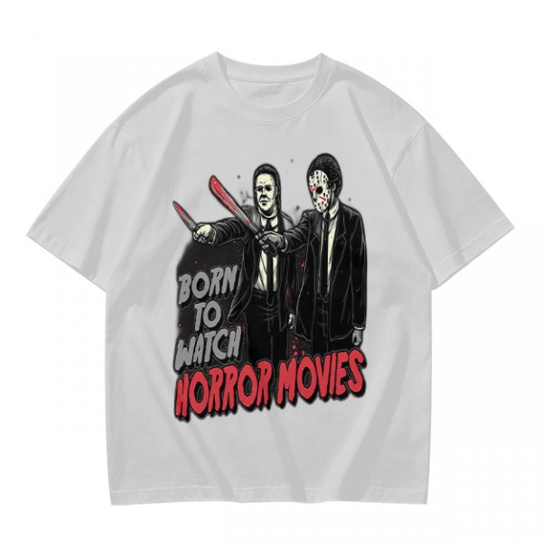 Born To Watch Horror Movies Halloween Themed Graphic T-Shirt