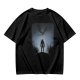 Olive T-Shirt With Dark Fantasy Silhouette Print Of Warrior And Winged Beast