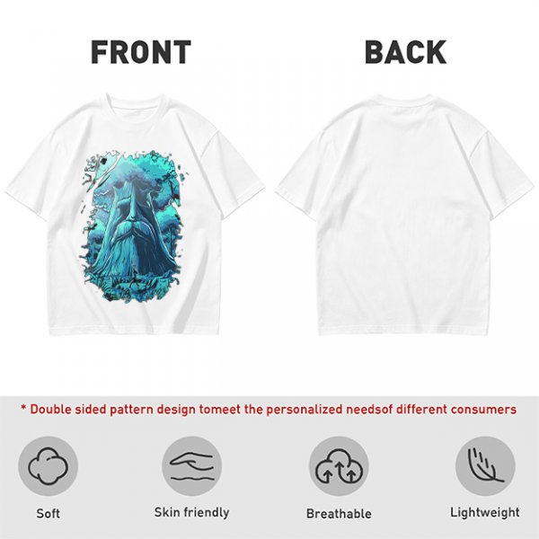 Olive Green T-Shirt With Mystical Ancient Tree Face Print