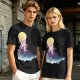 Olive T-Shirt with Watercolor Witch and Moon Art Print