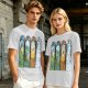 Olive T-Shirt With Stained Glass Style Four Seasons Forest Creature Art