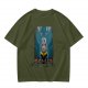 Olive Green T-Shirt With Cartoon Rabbit Character Graphic