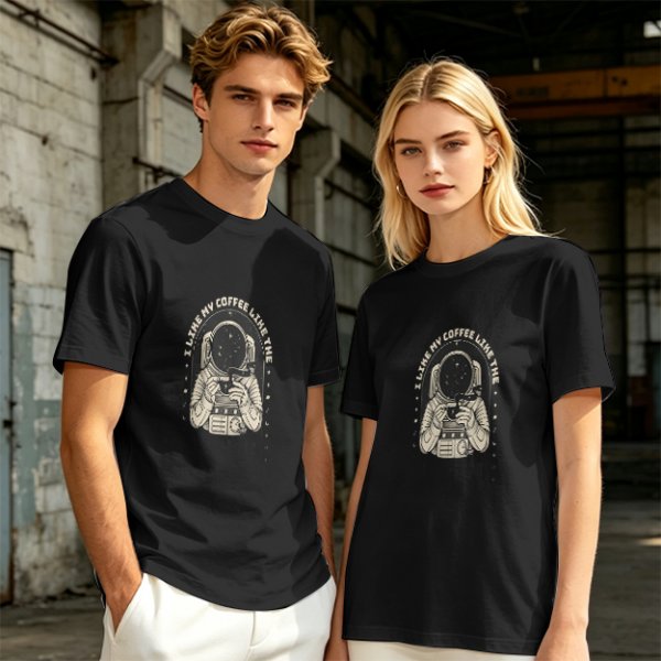 Olive Astronaut Coffee T-Shirt With Space Themed Graphic