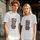 Olive T-shirt with Grim Reaper Cat 'Feed Me Or Else' Print