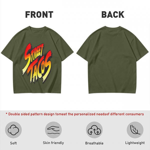 Olive Green T-Shirt With Street Tacos Gradient Graphic Print