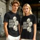 Olive Graphic T-Shirt with Live Laugh Love and Stacked Skulls