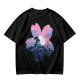 Olive T-Shirt with Sakura Flower and Whimsical Forest Creature Print