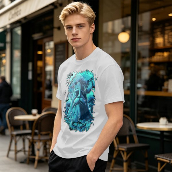 Olive Green T-Shirt With Mystical Ancient Tree Face Print