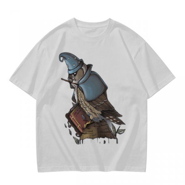 Owl Wizard With Spell Book Graphic Tee