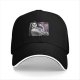 Black baseball cap with flexing woman and man face graphic