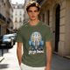 Olive green t-shirt with Appa graphic and 'yip yip travel' text