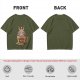 Olive t-shirt with cute Baphomet coffee magic print
