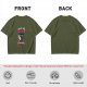 Olive Graphic T-Shirt With Tired Cat Holding Knife Slogan