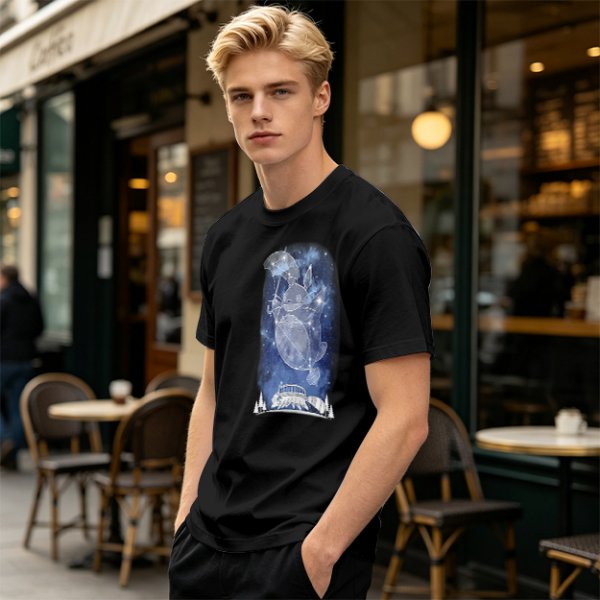 Olive T-Shirt With Constellation Totoro Starry Night Print