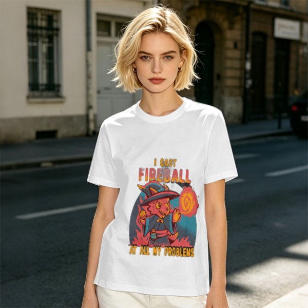 I Cast Fireball At All My Problems Dragon Wizard T-Shirt