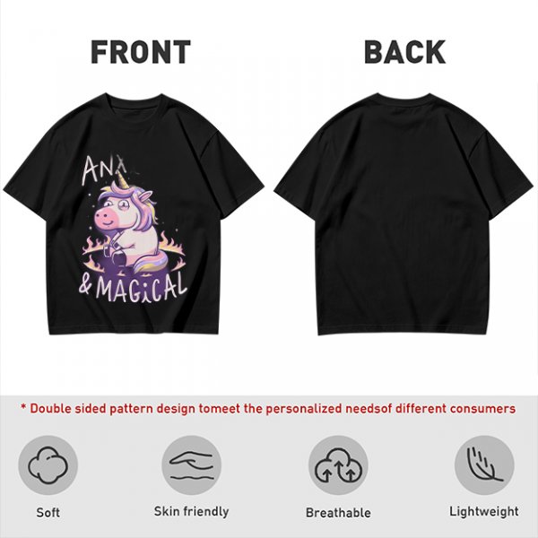 Anxious Magical Unicorn Graphic Olive T-Shirt