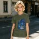 Olive T-Shirt With Blue Fantasy Monster Graphic Print