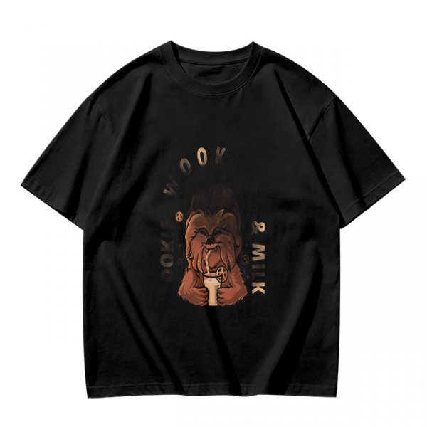 Olive T-Shirt with Chewbacca Drinking Boba Graphic