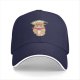 Black baseball cap with cute cowboy cat graphic and 'meowdy partner' text