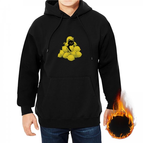 Black Hoodie With Black Cat Peeking From Pile Of Lemons