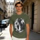 Olive T-Shirt With Western Gunslinger Crow And Roses Graphic