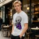Olive T-Shirt With Grumpy Vampire Holding Coffee Mug Print