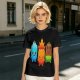 Olive T-Shirt With Cute Water Fire And Earth Elemental Characters