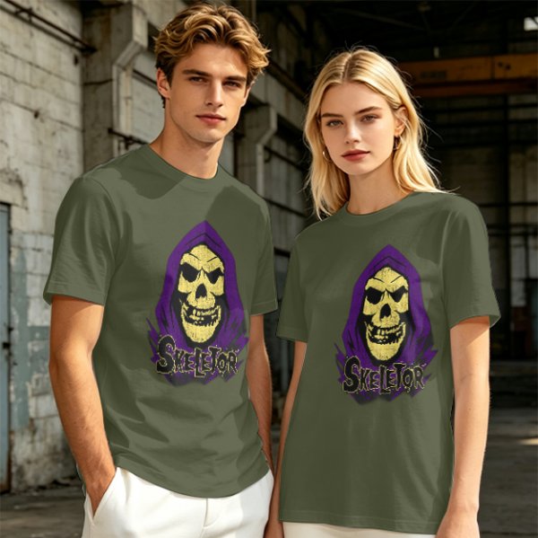 Olive T-Shirt With Skeletor Graphic Print