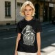 Olive t-shirt with skeleton graphic and 'Cheers! I'm Having Another Crisis' text